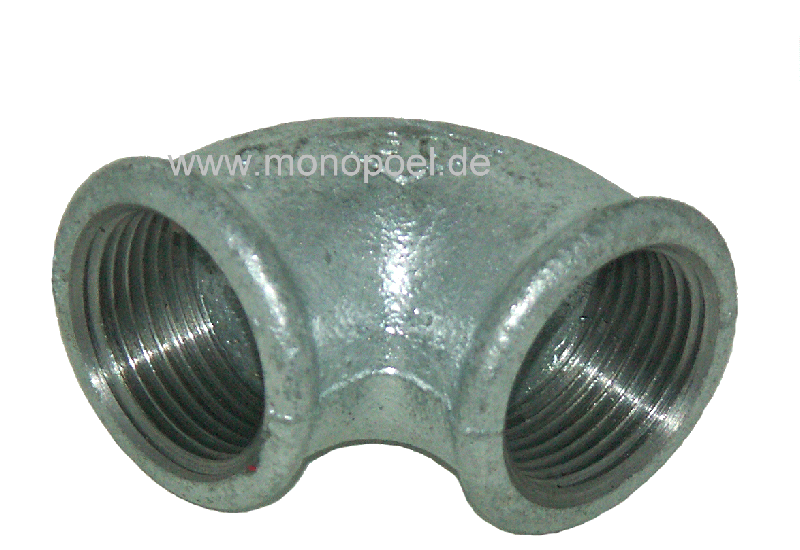 90 degrees elbow fitting, malleable cast iron, 1 1/2 inch female