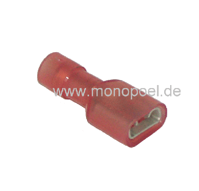 female spade insulated, 6.3 x 0.8 mm, red