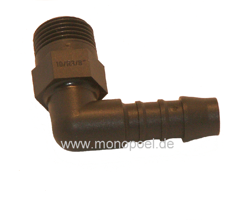 hose connector, elbow, plastics, G3/8x6