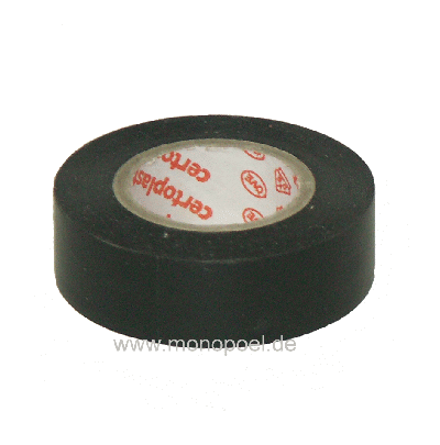 PVC-adhesive tape, black, 15 mm x 10 m