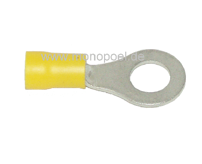ring cable lug, insulated, M10, yellow