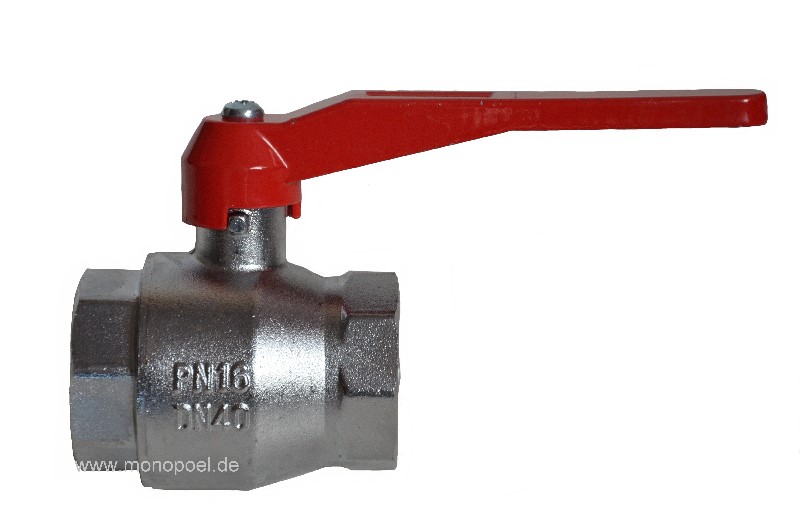 ball valve, 1 1/2 inch female/female, nickel-plated brass